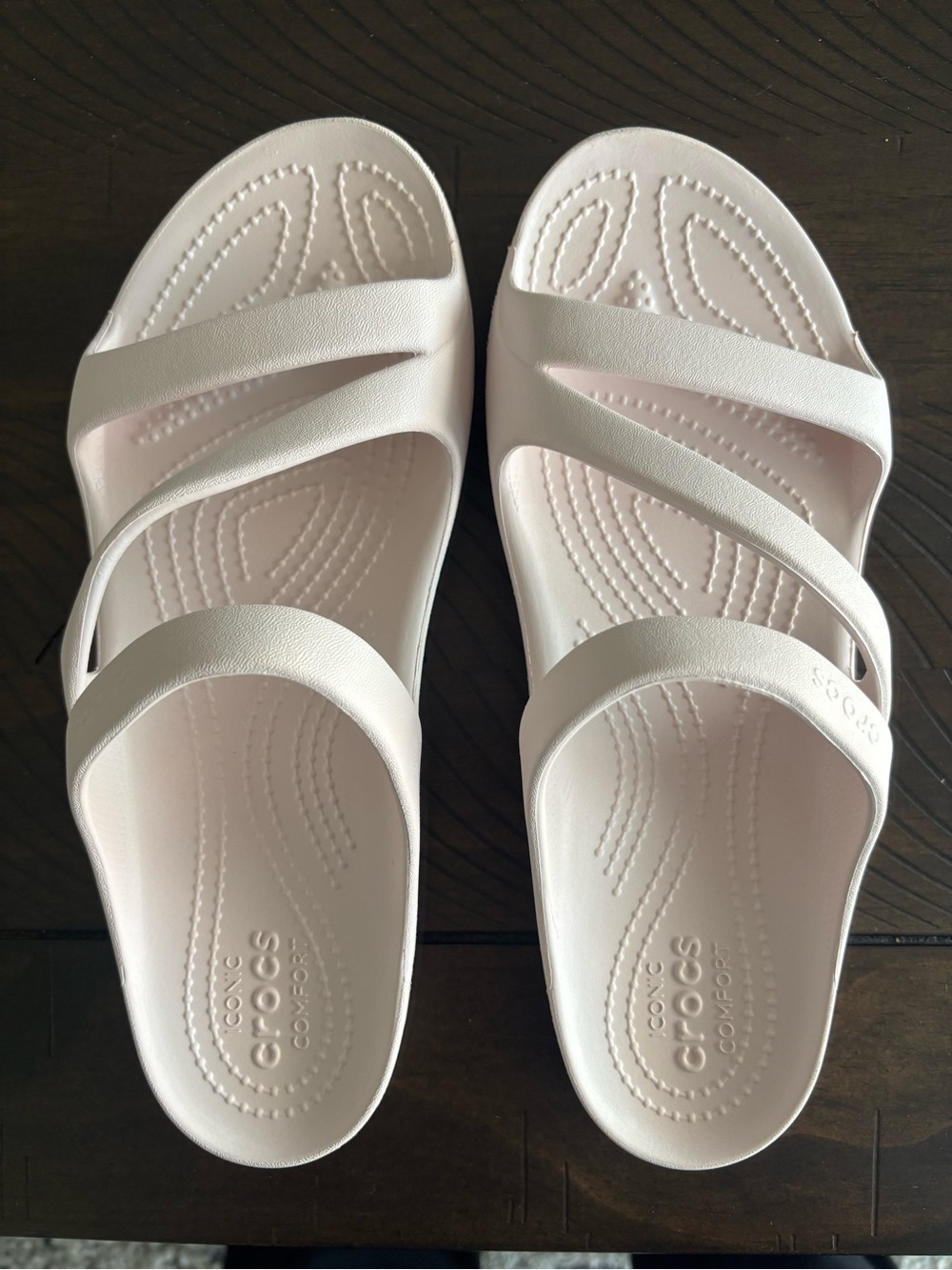 CROCS Women’s Pale Pink Double-Strap Slide Sandals